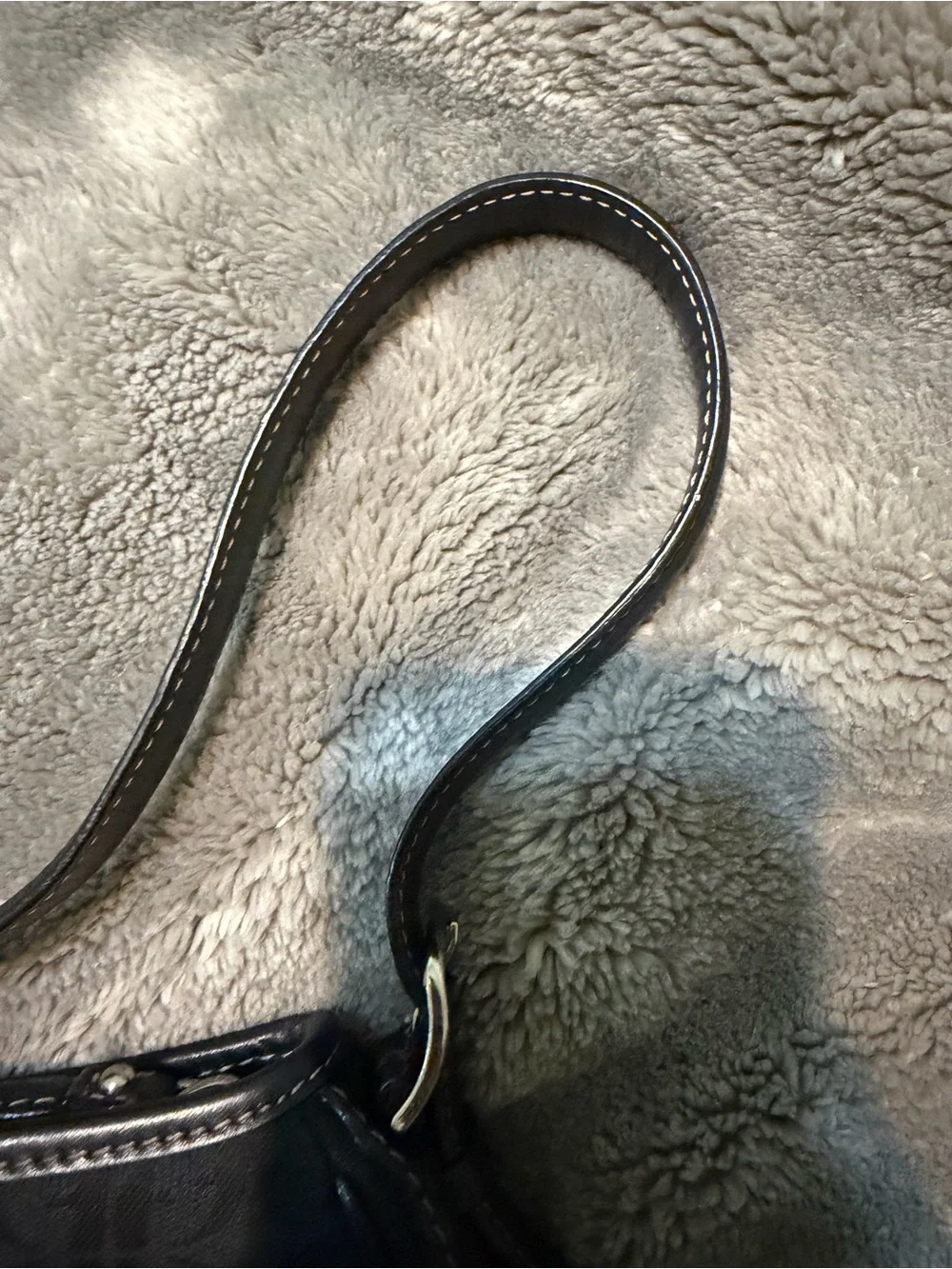 Fossil Black Leather Crossbody with Contrast Stitching and